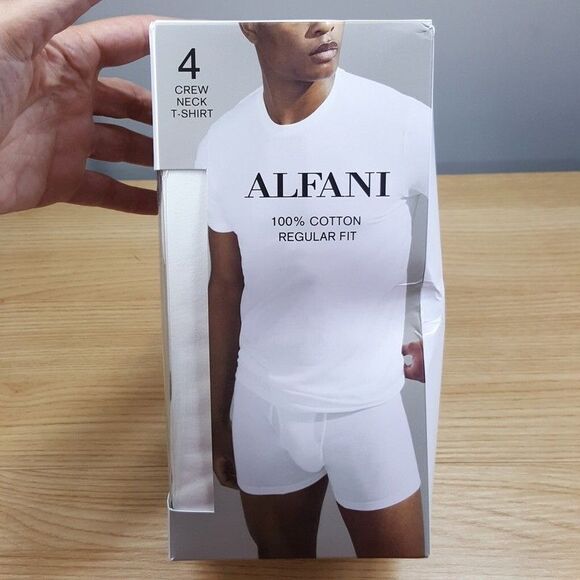 ALFANI Shirt Mens XXL White 4-Pack Crewneck T-Shirt 100% Cotton Tagless Crew - Picture 1 of 5